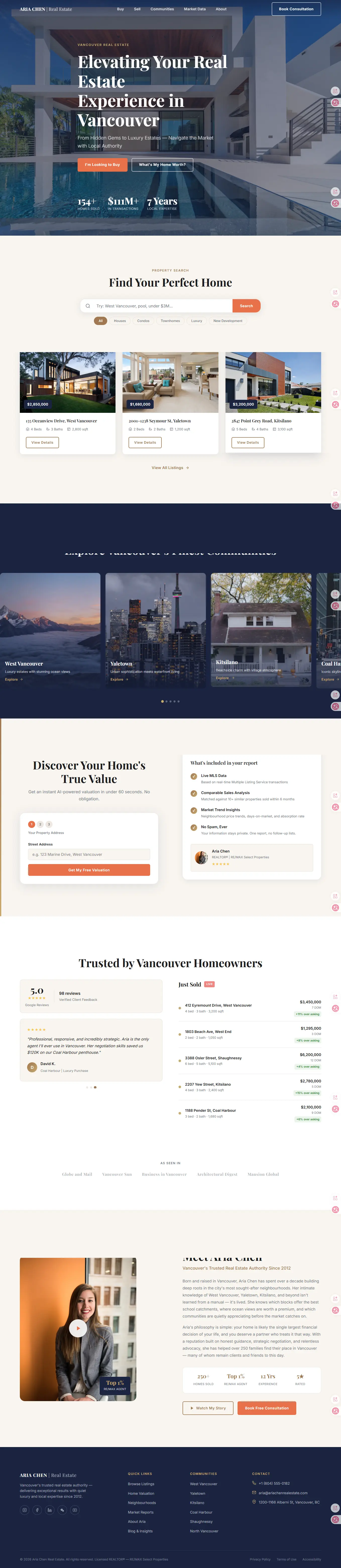 Aria Chen Real Estate — conversion landing page demo
