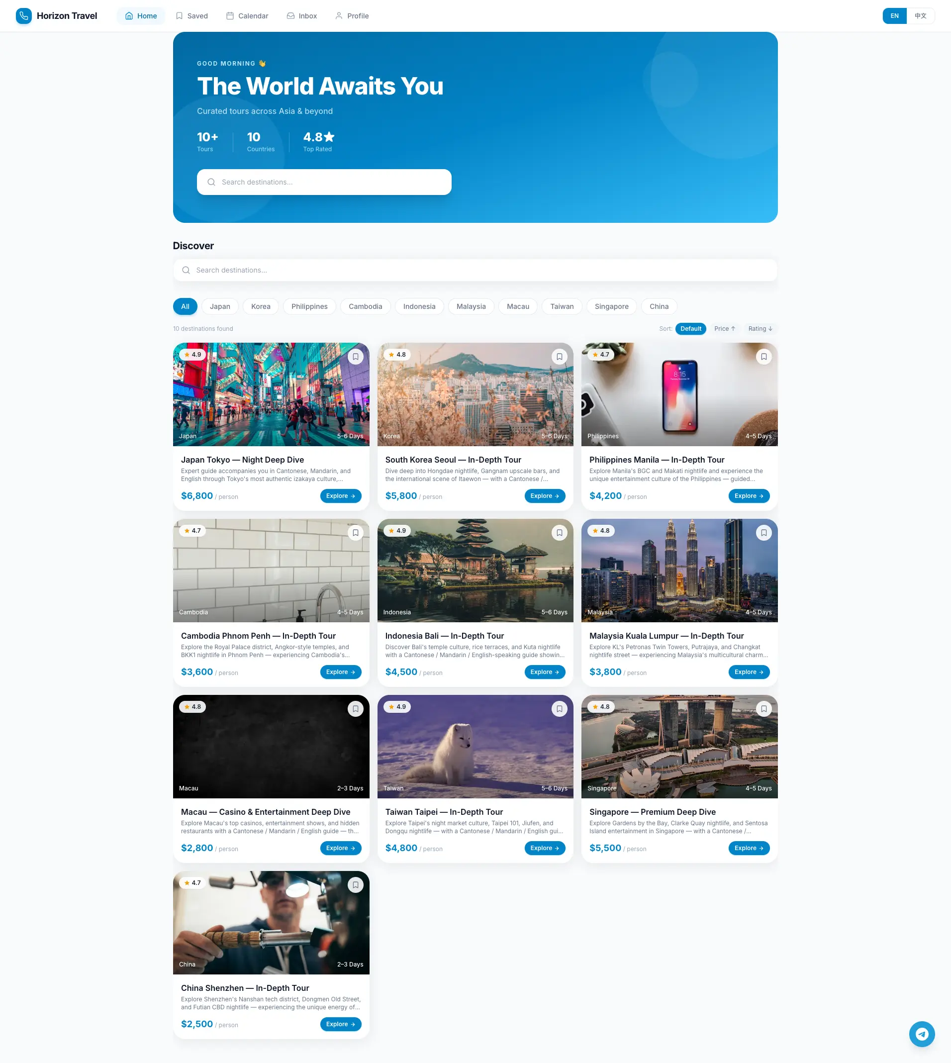 Horizon Travel — PWA demo